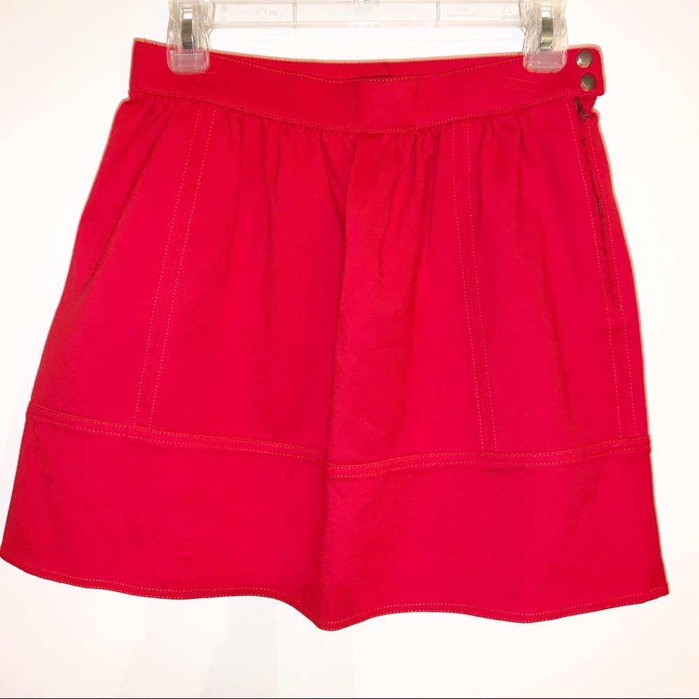 Madewell Red Miniskirt Size 4 Side Buttons